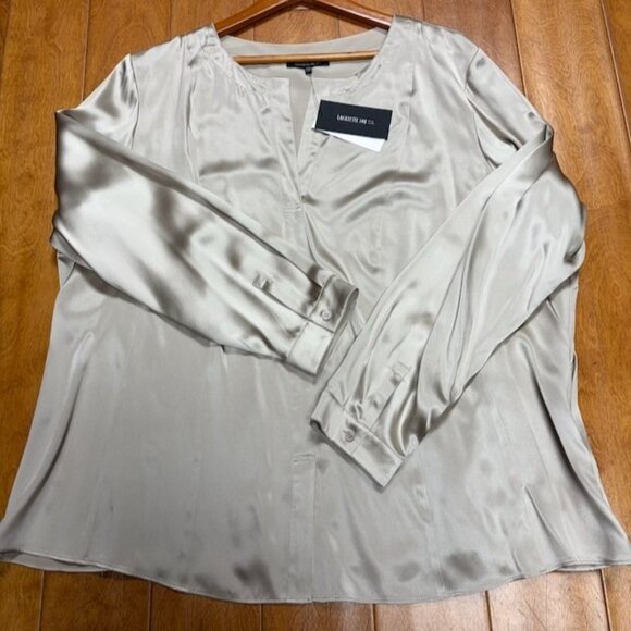 Lafayette 148 New York Womens Luxor Silk Long Sleeve Top Size 24W Quiet Luxury - Picture 8 of 12